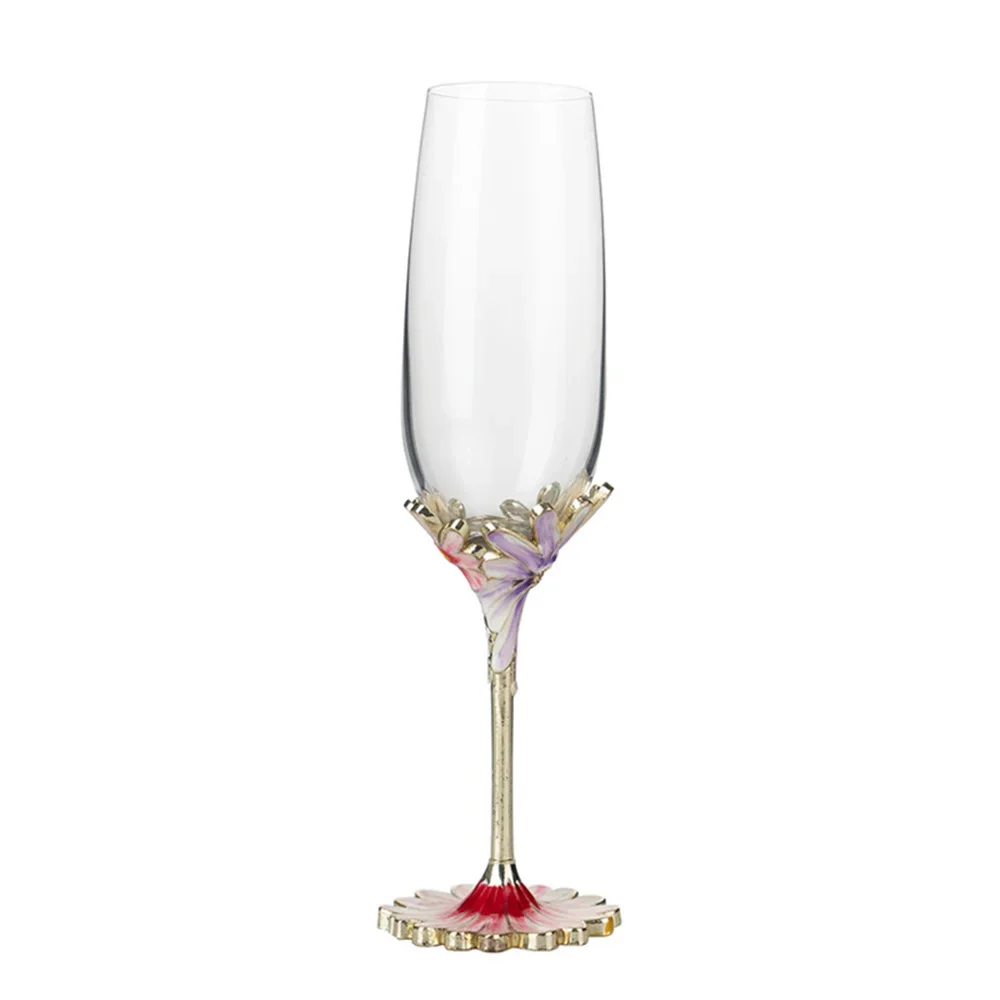 

Engraving Handmade Colored Wine Glasses Creative Flowers Pattern Red Wine Cup Wedding Goblet Crystal Champagne Gift Drinkware