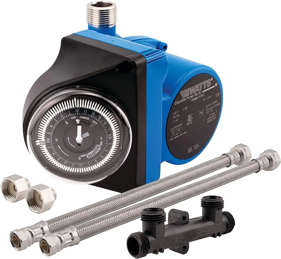 Instant Hot Water Circulation Pump System with Built-in Timer for Tank Water Heater, 6.2" x 6.0" x 5.0" Appliance + Appliance