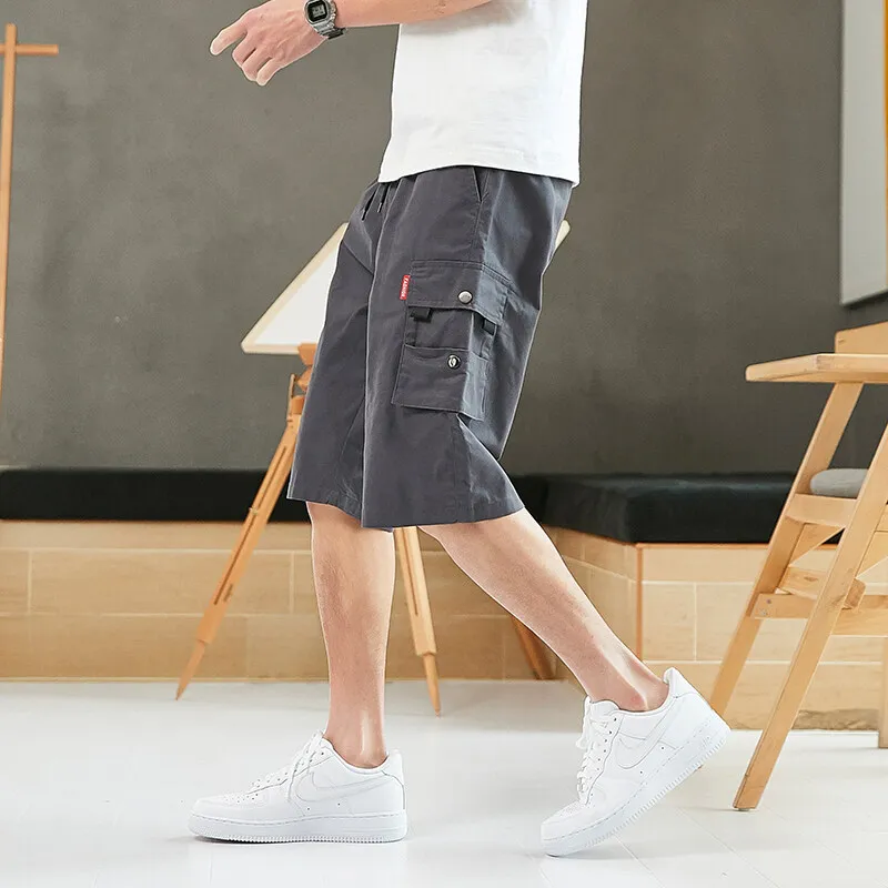 Summer Elegant Fashion Harajuku Slim Fit Male Clothes Loose All Match Sport Casual Shorts Korean Version Straight Leg Shorts