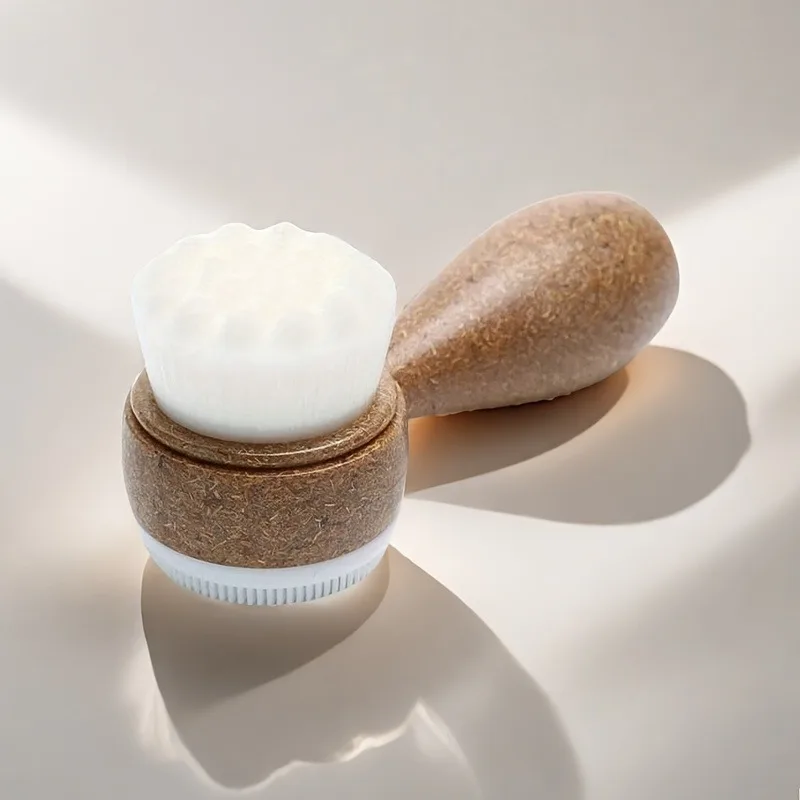 Coconut Fiber Double-Sided Exfoliating Facial Cleansing Brush with Soft Bristles