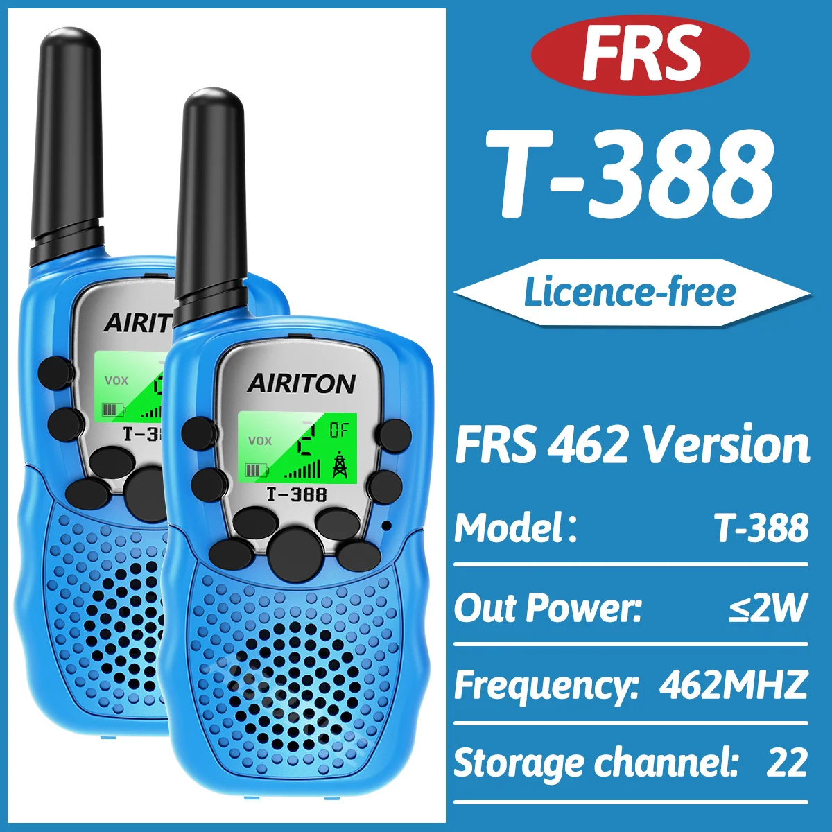 2 יחידות AIRITON T388 מיני Walkie Talkie מתנה לילדים צעצוע ילדים FRS PMR טווח ארוך VOX רדיו נייד דו כיווני לבנים ובנות