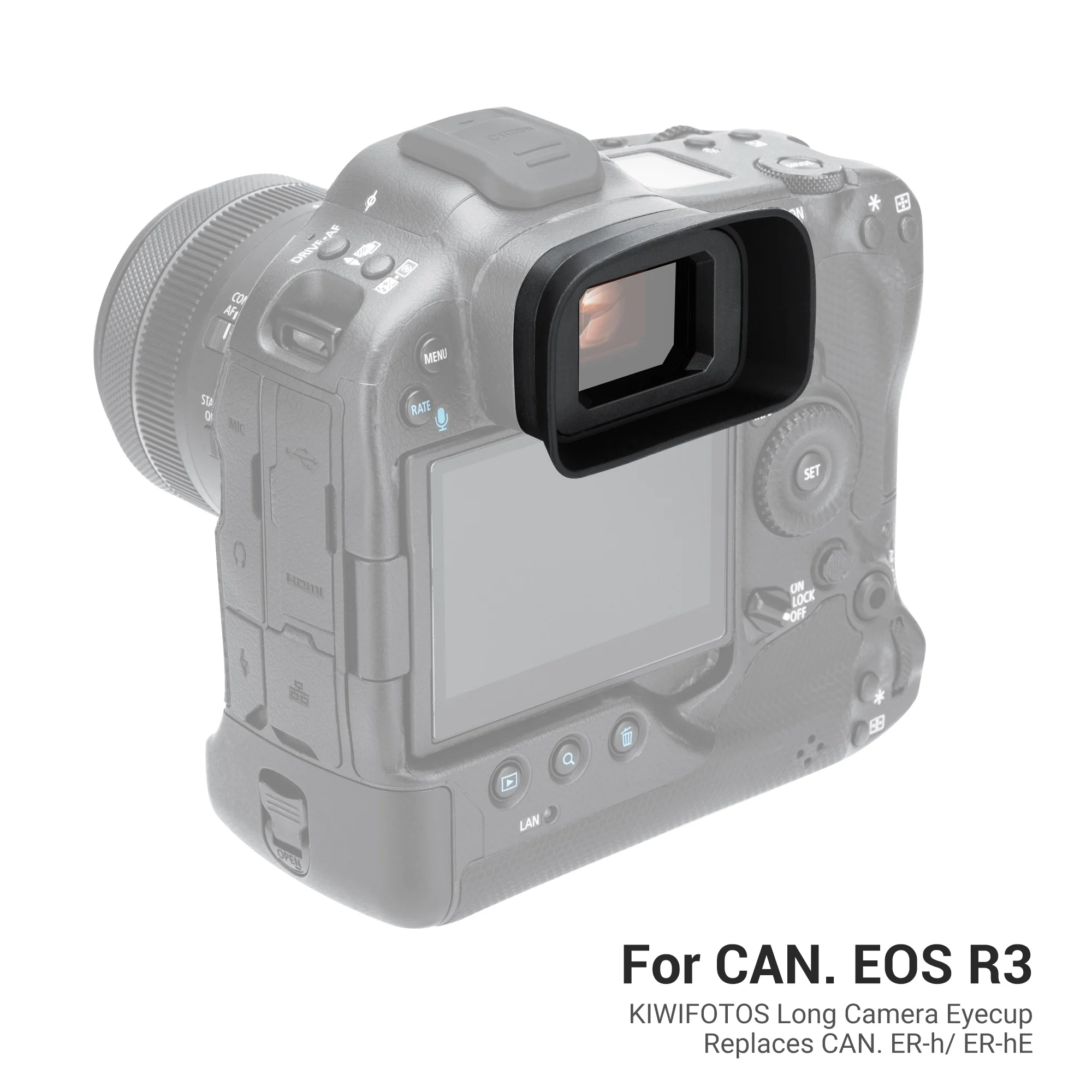 Description Picture 3 of itemReplaces Iconic Brand ER-h / ER-hE Soft Eyecup Eyepiece Viewfinder Eye Cup for Iconic Brand EOS R3 Eyecup Camera Extended Eyeshade Protector