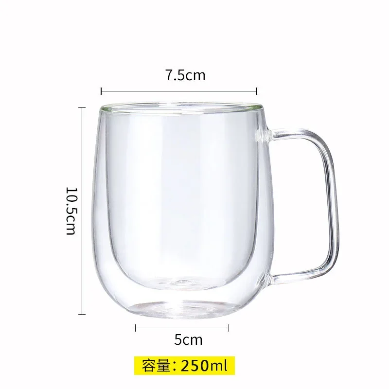 1-8pcs Heat Resistant Double Wall Tea Glass Cup Beer Coffee Cup Set Handmade Creative Healthy Beverage Glasses Transparent Drink