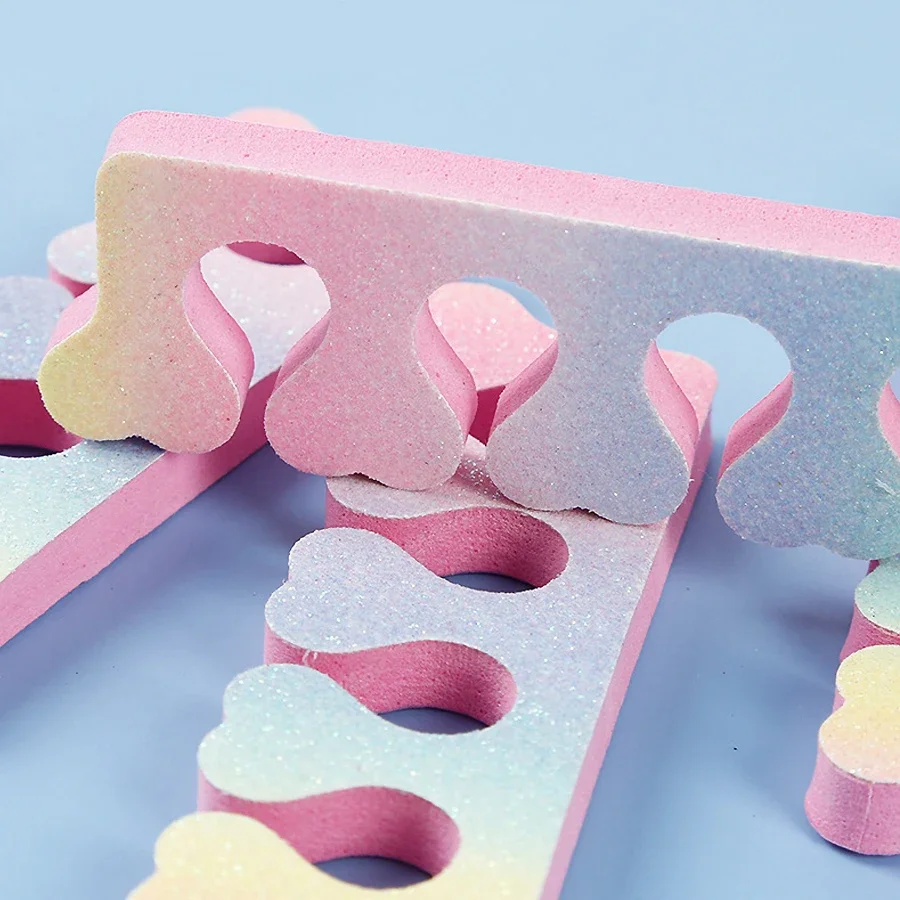 4pcs Heart-Shaped Pink Gradient Glitter Nail Separators Soft EVA Foam Manicure Sponges for Comfortable Finger And Toe Pedicure