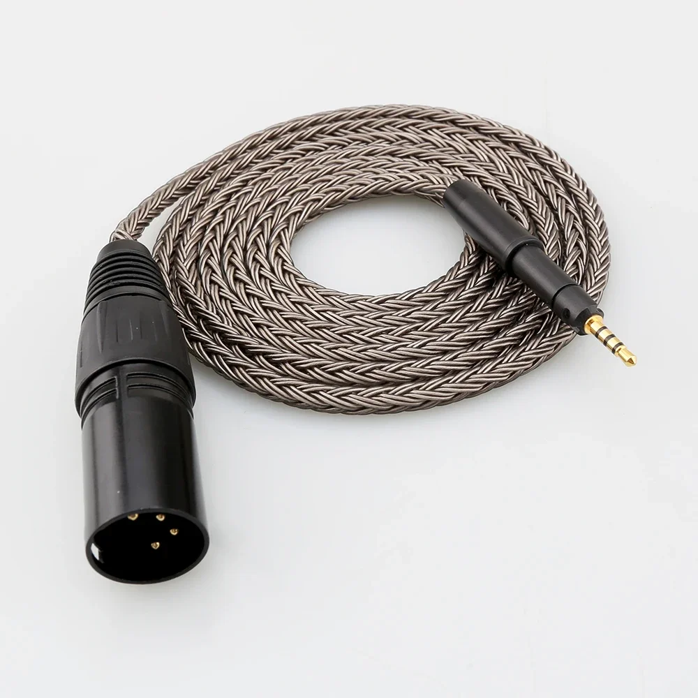 HIFI 2.5/3.5/4.4/6.35mm XLR 16 Core Grey Silver Plated Earphone Cable For Sennheiser HD599 HD569 HD 560S HD559 hd560s