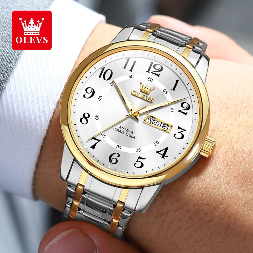 أوليفس-ساعة يد رجالية مقاومة للماء من الفولاذ المق...