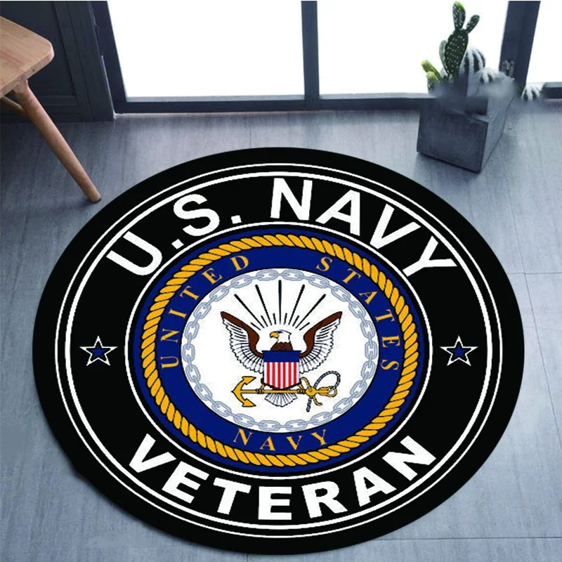 

American Veterans logo circular carpet, living room, bedroom decoration, floor mat, sofa, children's area anti-skid carpet