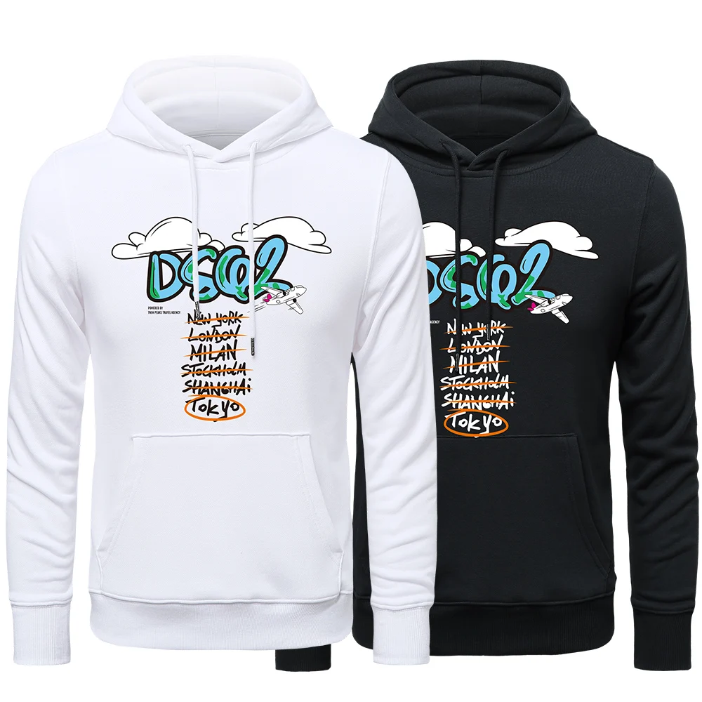 

DSQ2 Brand Men's Hoodies Street Casual Hip Hop Print Dsq2 Letter Men's Hood Sweatshirt High Quality Cotton Couple Hood Pullover