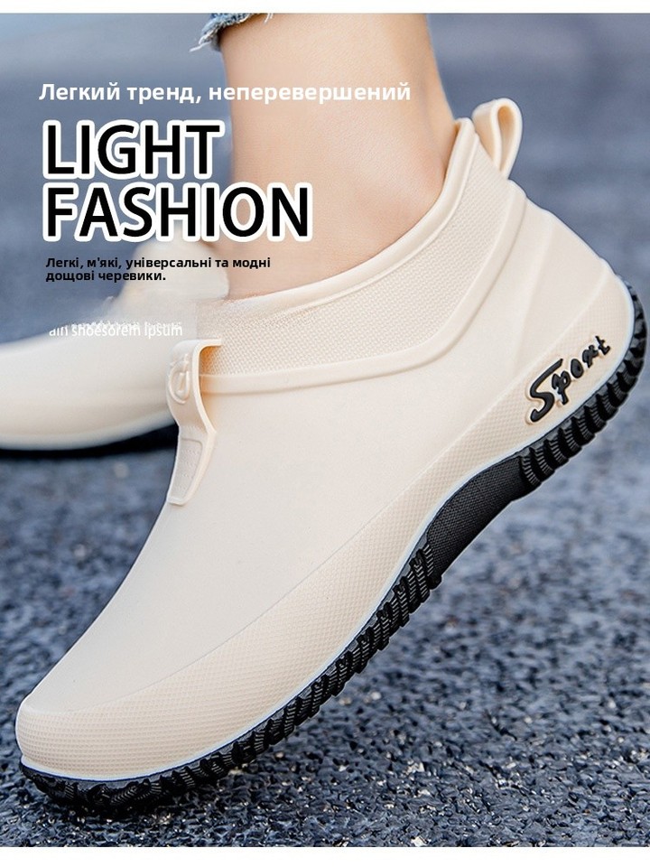 German Style Women's Rain Boots Anti-Slip Low Cut Outdoor Kitchen Work Short Tube Water Shoes Wear Resistant Waterproof PVC