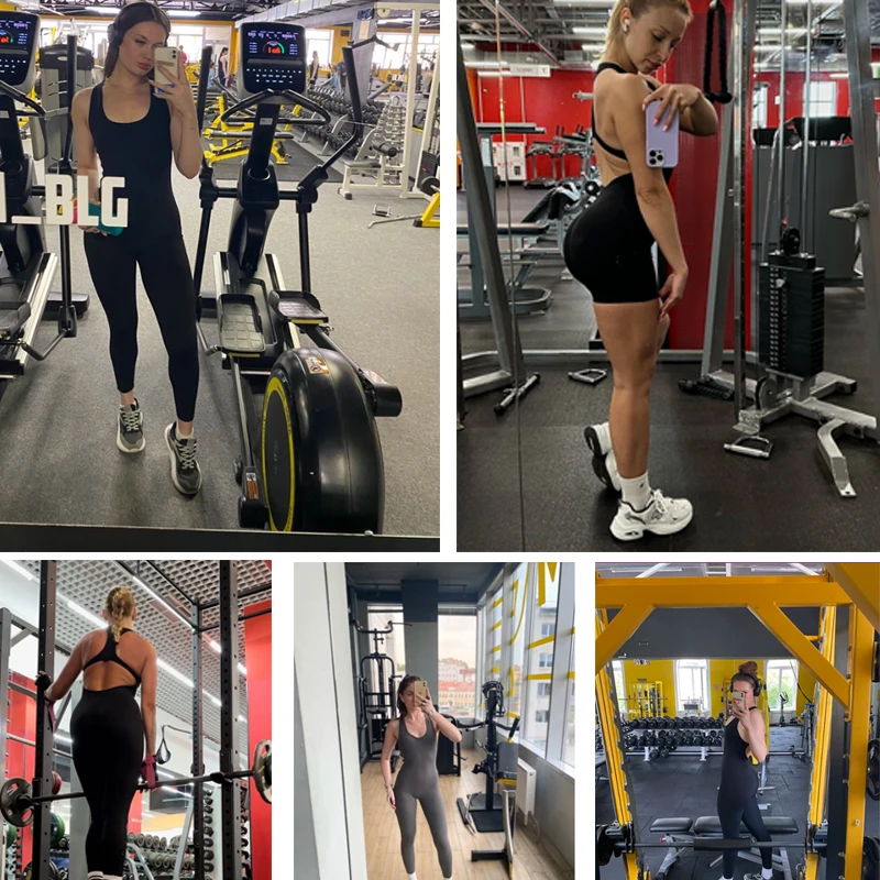 Backless Yoga Jumpsuit Sports Overalls for Women Workout Clothes Set One-Piece Fitness Suit Woman Tracksuit Gym Sportswear