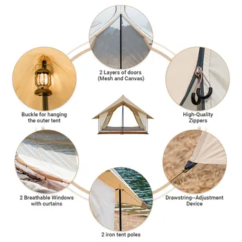 KingCamp Camping Tent, Canopy And Mesh Tent Function 2-in-1 Double Storey House Tent Glamping Tent With Huge Interior Space 5