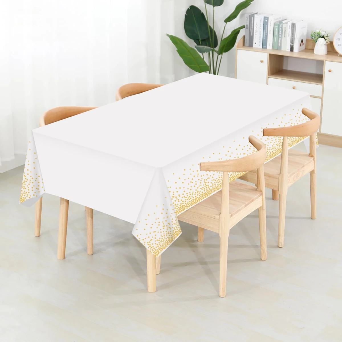 Disposable Tablecloth 137x274cm Disposable Rectangle Gold Dot Waterproof Party Table Covers for Birthday Wedding Party Decorations