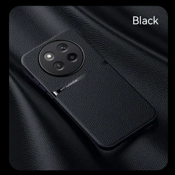 Magnetic Leather Texture Silicone Shockproof Car Protection Case for Honor Magic 6 Pro (Black)