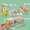 Wooden Magnetic Maze,Train Animals Shape Labyrinth Toys, Early Educational Toys, Magnetic Pen Driving Beads Interactive Game 3