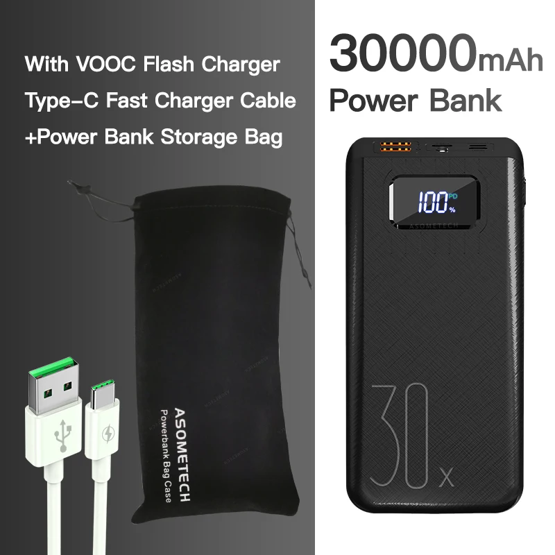 portable battery charger 18W PD QC3.0 Quick Charge Power Bank 30000mAh Portable External Battery Two-way Fast Charging Powerbank For iPhone Samsung Mi fast charging power bank Power Bank