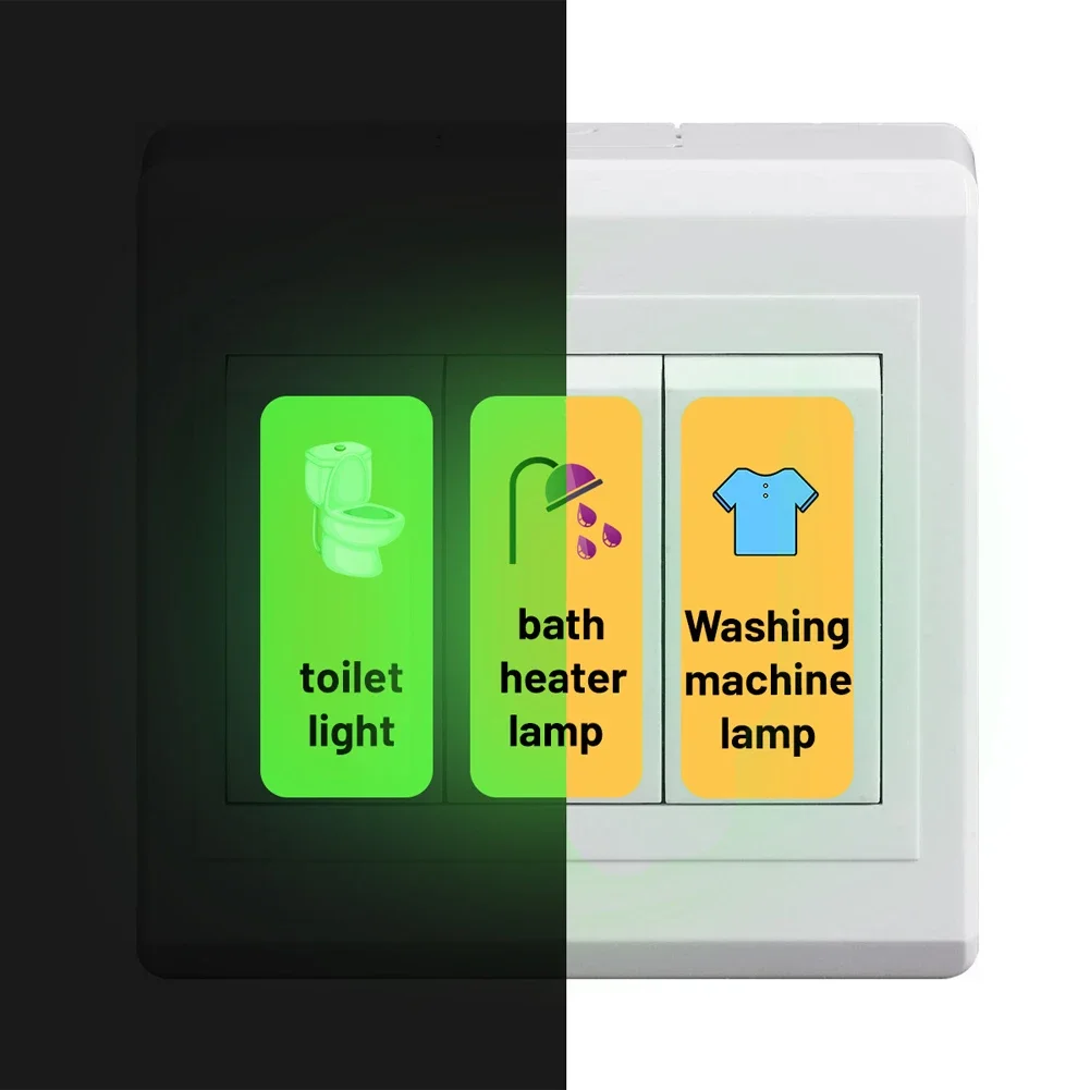 8pcs Luminous Sign Wall Switch Sticker PVC Glow in The Dark Light Switch Labels Stickers for House Decals Lamps Button Lable