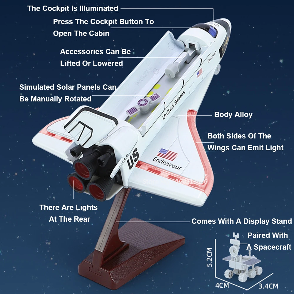 1/287 Alloy Space Shuttle Toy Military Simulation Aviation Model Airplane Both Sides of The Wings Can Emit Light for Boy Gifts 2
