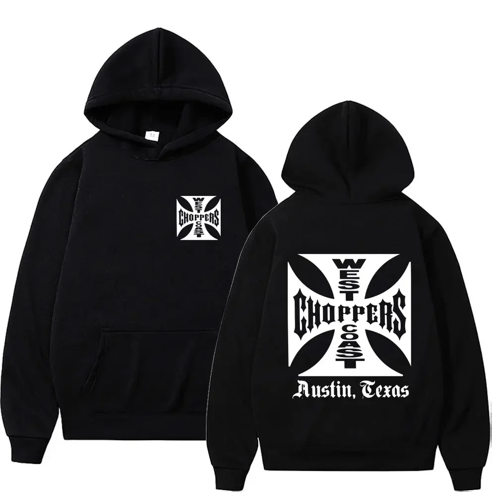 

West Coast Iron Cross Choppers Logo Hooded Men women's Black Fashion Cool Sweatshirt fashion Fleece Oversized Hoodie Streetwear