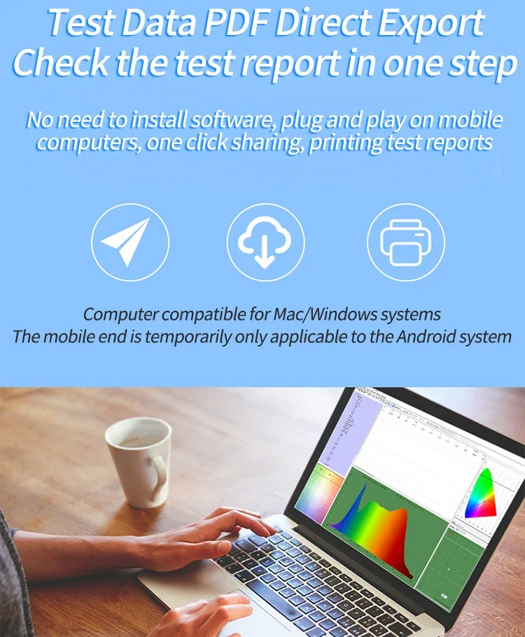 Description Picture 6 of itemHP320 Spectral Illuminance Meter Handheld Color Temperature Spectral Analyzer Display Finger Tester