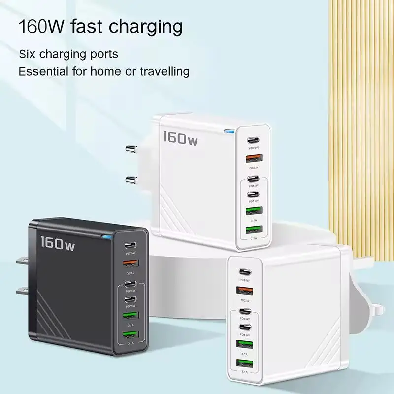 160W Multi Ports USB Type C Fast Charging Phone Charger Adapter 2