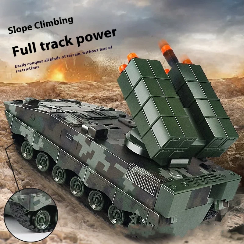 Military War 2.4g Rc Missile Vehicle Battle Remote Control Toy Car With Shoot Bullets Model Tank Electronic Acousto-Optic Toys 3