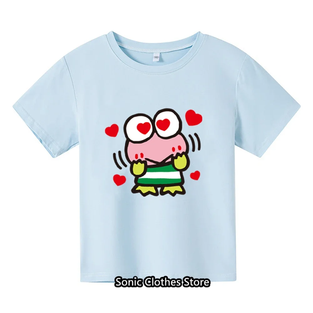 Maglietta Kawaii Kero Kero Keroppi Per Bambini Magliette Per Bambini Magliette Casual Estive 3-14 Anni Top Hello Kitty Kuromi Clothes