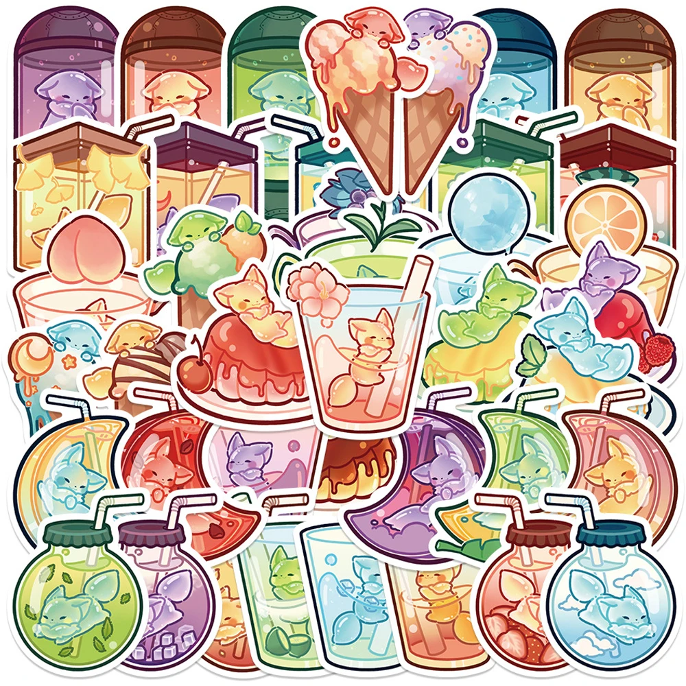 

10/20/40pcs INS Style Aesthetic Cartoon Fox Stickers Decals Decorative Stationery Laptop Phone Case Kawaii Kid Sticker Wholesale