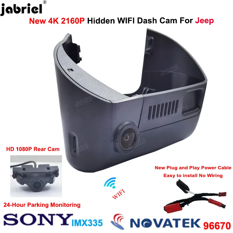 

4K 2160P Dash Cam Dual Camera For Jeep Cherokee Dodge Chrysler 2013 2014 2015 2016 2017 2018 2019 2020 2021 2022 Car Dvr 24H