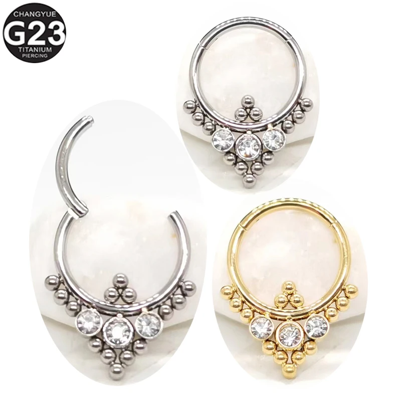 

F136 Zircon Earrings G23 Titanium Septum Piercing Nose Rings Clicker Rings Ear Cartilage Tragus Helix Piercing Body Jewelry 16G