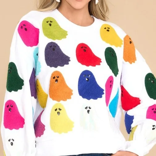 

2023 New Autumn and Winter European and American Little Ghost Printed Sweater for Women