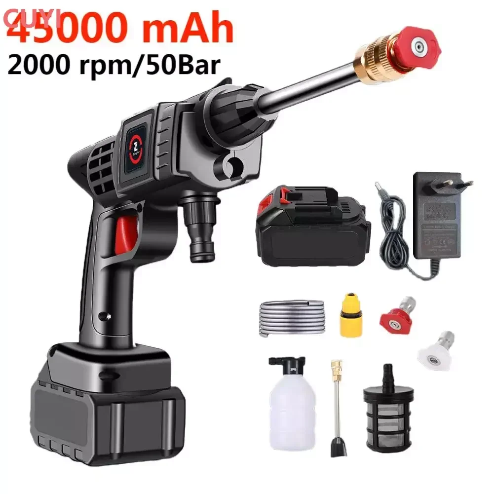 

200W 50Bar Cordless High Pressure Car Washer Spray Water Gun 20000mAh Battery Foam Generator Car Washing Machine for Home