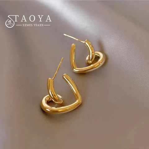 New Design Irregular Spiral Metal Heart Drop Earrings Korean Fashion Jewelry For Woman Girls Party Gift Simple Accessories