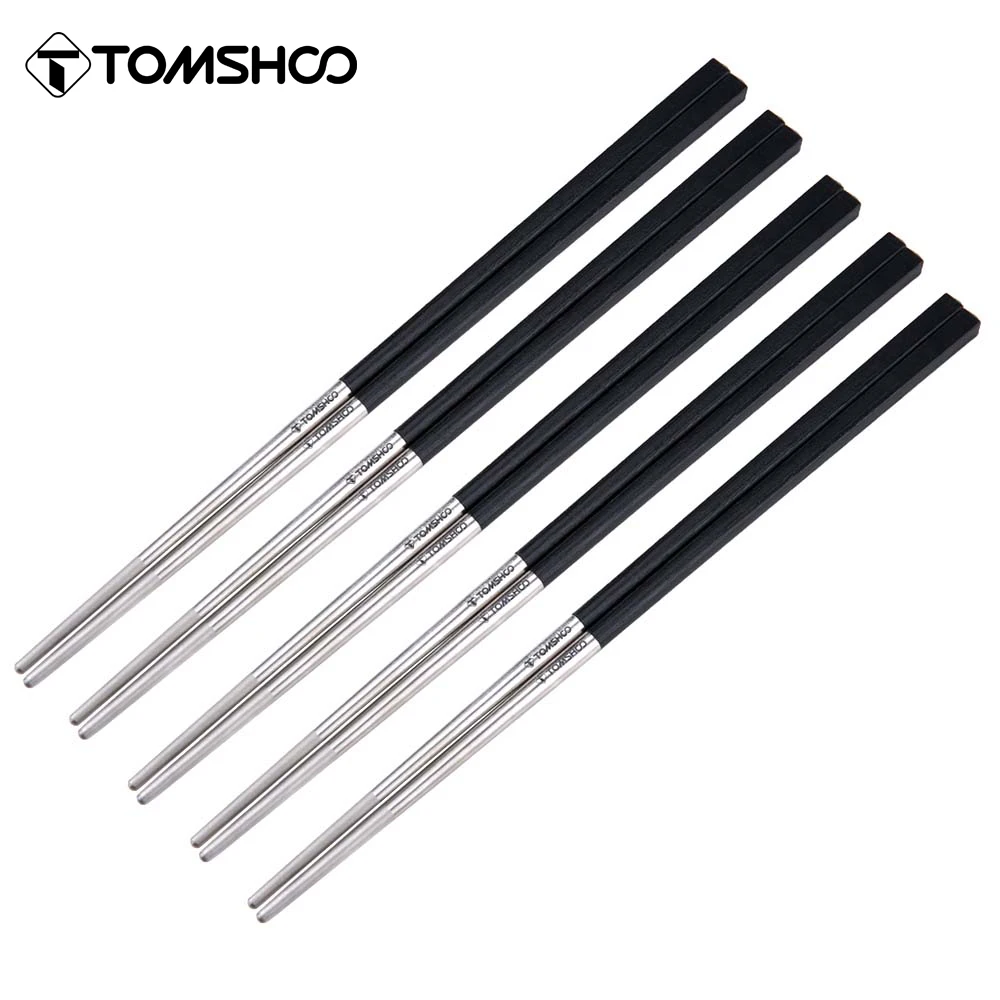 Tomshoo 1/5 Pairs Portable Titanium Chopsticks Outdoor Chopsticks Tableware Exquisite Non-slip Palillo Chino Reusable Chopsticks