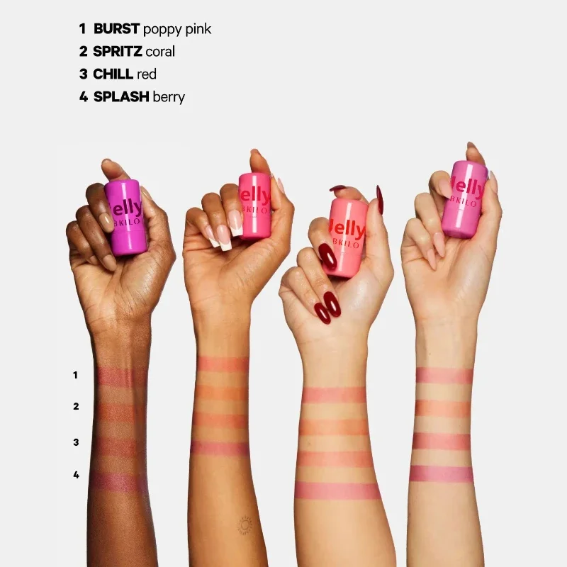 4 Colors Jelly Blush Stick Lip Balm Eyeshadow 3-in-1 Multi-Use Matte Blush Moisturize Brighten Lip Gloss lip balm,lip gloss,lip makeup,lip glaze,lip oil,makeup cheek blusher