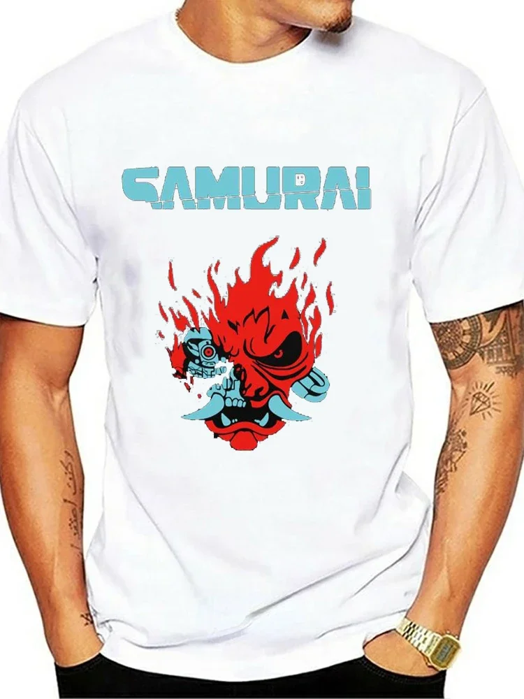 Klasický intage samuraj retro japonský herní 2077 umění hra T košile  tees harajuku tees  pouliční oblečení