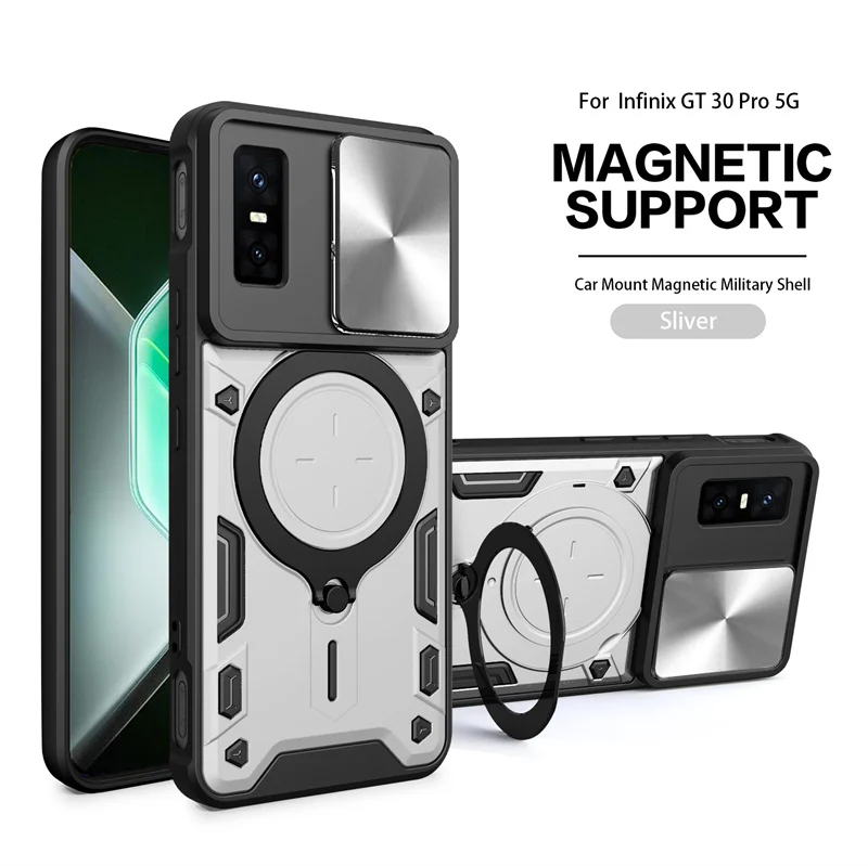 Enhanced Protective Magnetic Ring Stand Armor Back Cover