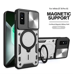 Enhanced Protective Magnetic Ring Stand Armor Back Cover for Infinix GT30 Pro (JS - Sliver)