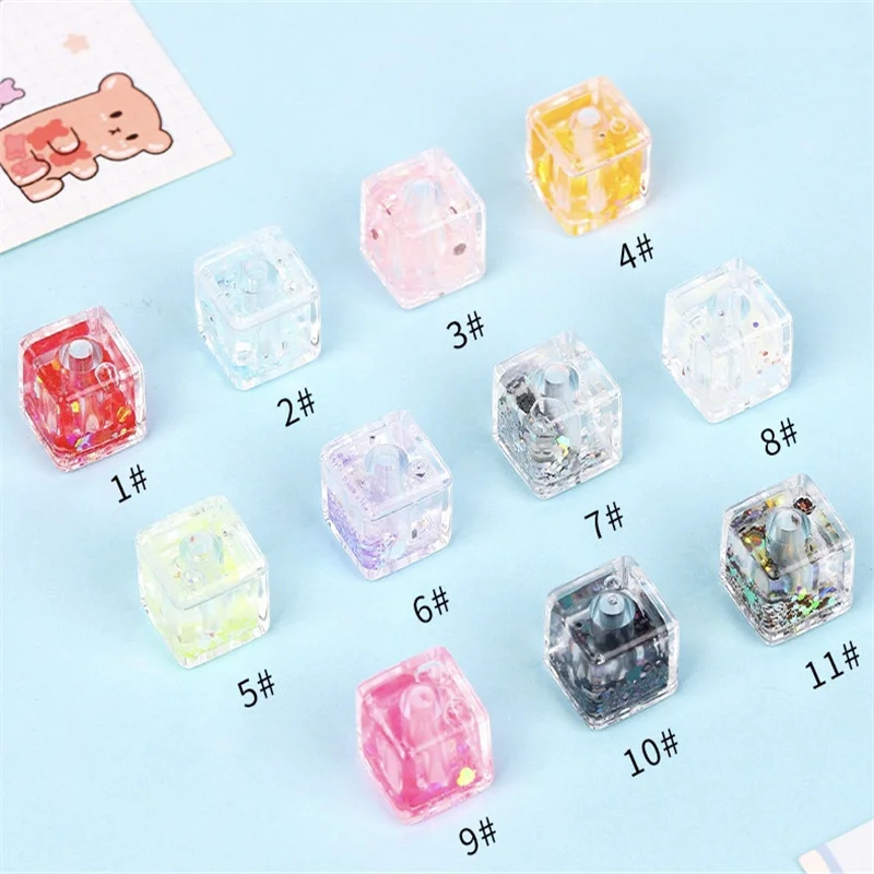 Wholesale 20pcs/lot 17mm sequin quicksand effect geometry square shape acrylic beads diy jewelry garment accessory