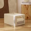 1 set of classic fabric storage boxes with flip cover - rectangular wardrobe storage basket 1