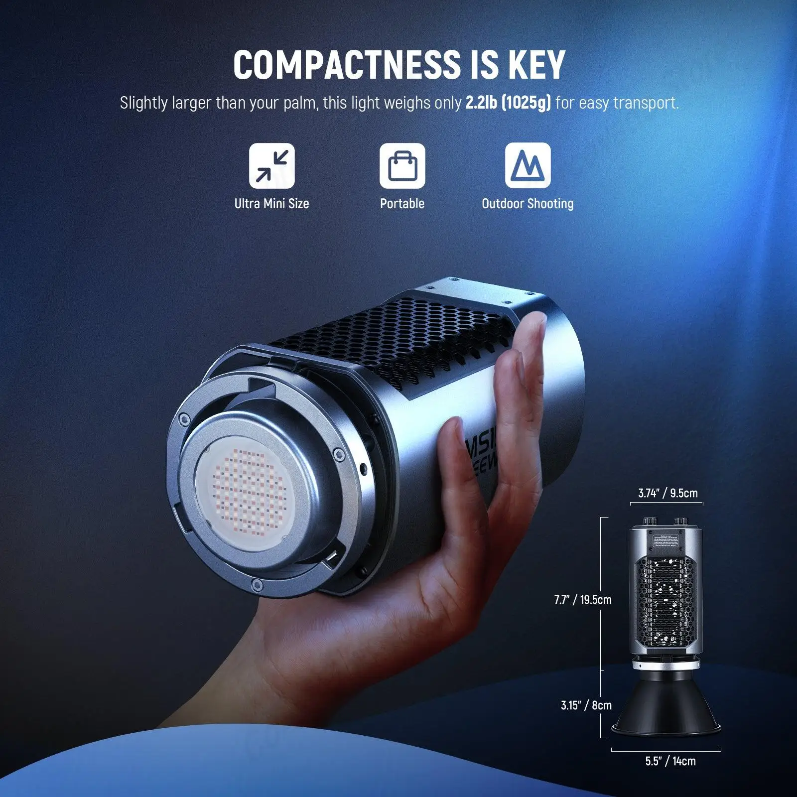 NEEWER 미니 RGB LED 비디오 조명, 현실적인 특수 효과, 인피니티 앱, 2.4G 무선 조명, 4 가지 조명 모드, MS150C, 150W