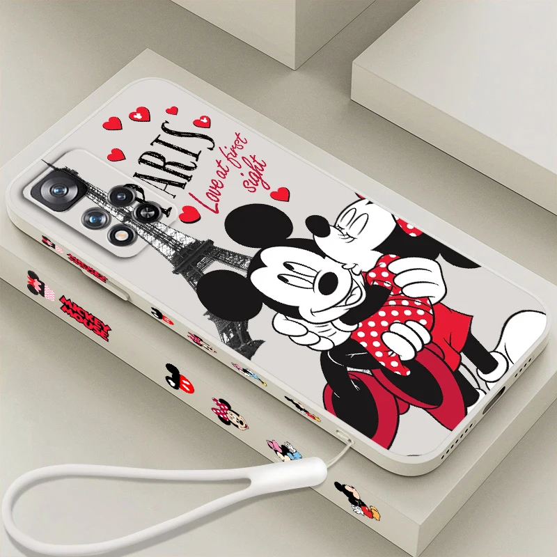 Disney London Minnie Mickey Liquid Left Rope Per Xiaomi Redmi Note 13 12 12S 12R 11 11T 11S 10 10S Pro Plus 5G Tpu Phone Case