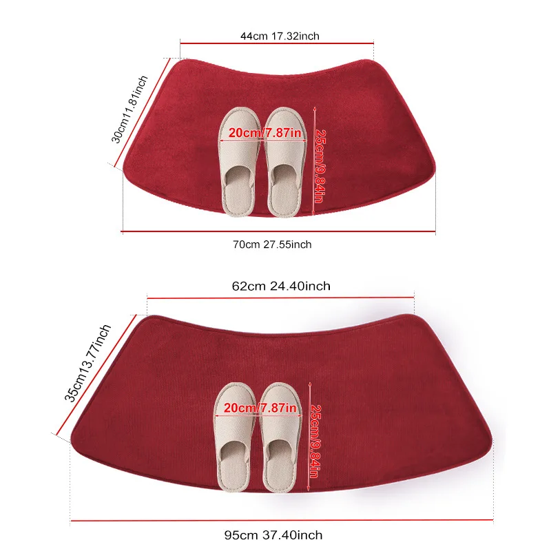 מזרנית פלנל בצבע אחיד לאמבטיה עם תחתית מעוגלת בצורת מאוורר, איכות גבוהה, רך, סופגני ומונע החלקה לחדר האמבטיה