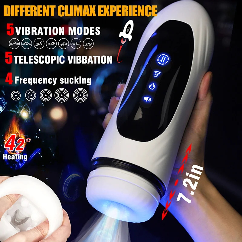 

Automatic Suck Male Masturbators Heating Vagina Pocket Pussy Telescopic Vibration Sex Machine Penis Stroker Adult Toys For Men