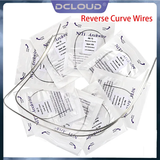 20Pcs/10Packs Dental Orthodontic Super Elastic Niti Arch Wires Reverse Curve Archwires Round Rectangular Dentist Ortho Materials