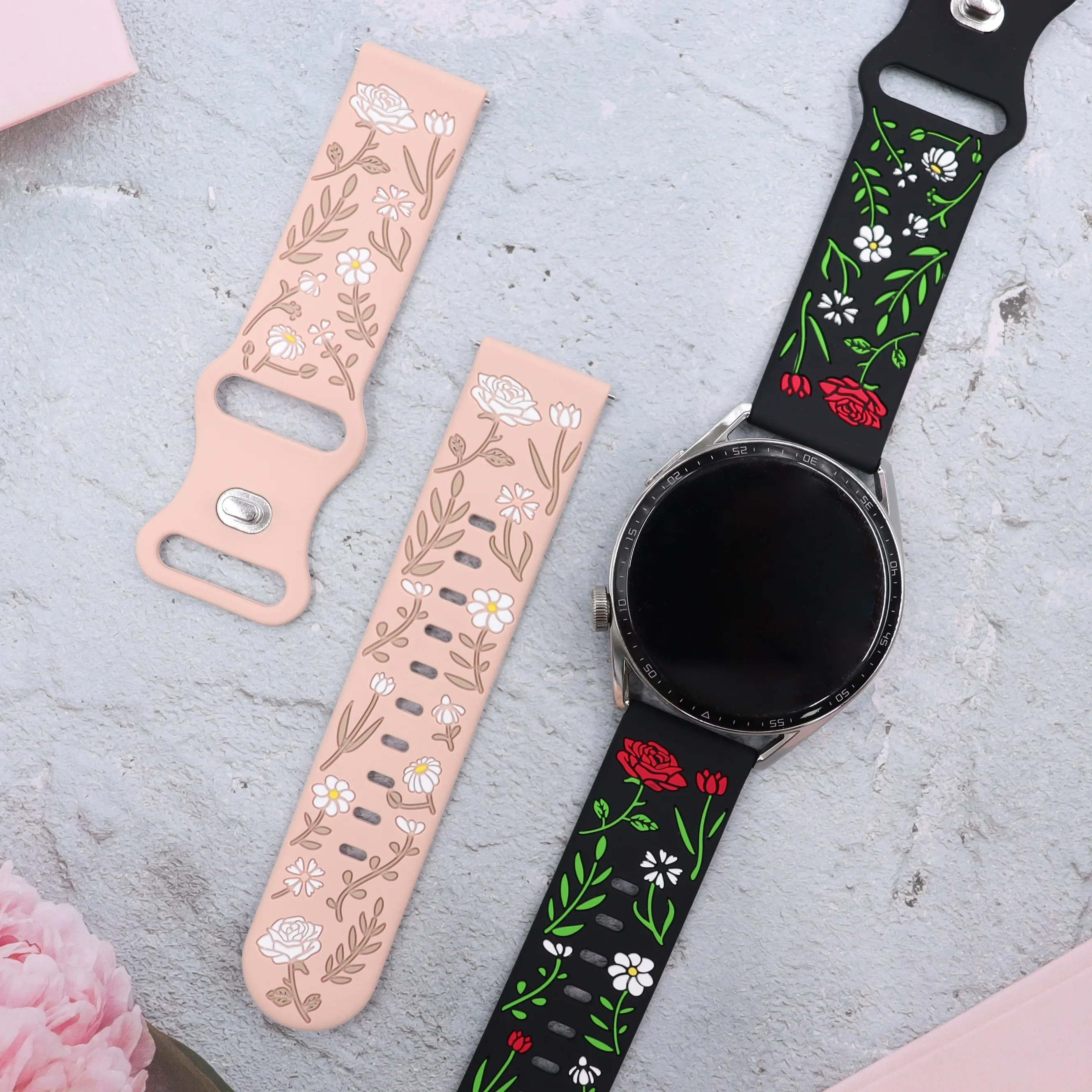 Engraved Silicone Business Watch Strap - Multiple Sizes