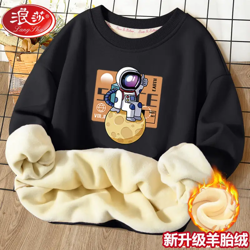 Children Boys Fleece-Lined Sweater Winter Long Sleeves kids sweater kids hoodie sweatshirts