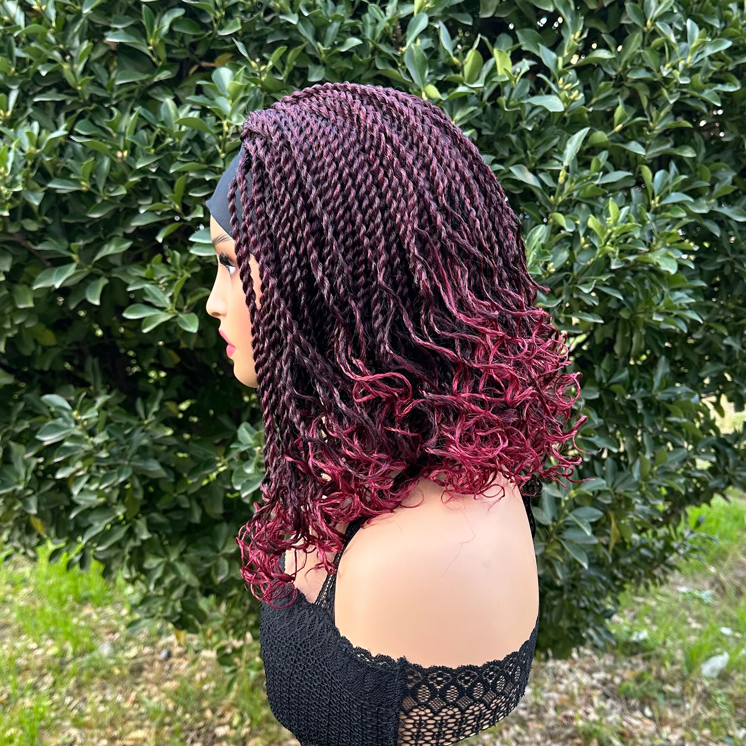 Short Synthetic Braided Headband Wigs For Black Women Box Braided Headband Bob Wig African Braiding Hair Headband Bob Wig