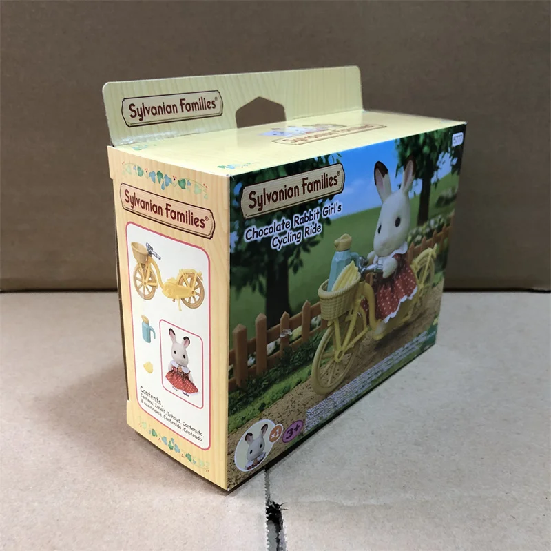 Sylvanian Families Anime Girl Figures Calico critters Furniture Set chocolate rabbit girls cycling ride 4