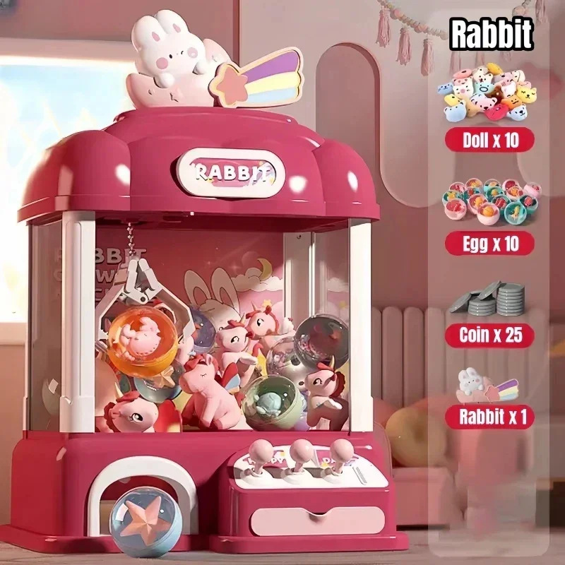 Kids Clip Doll Claw Machine Mini Doll Machine Toy Doll Grabber Arcade Crane Claw Machine with Sound And Lighting Birthday Gift 6