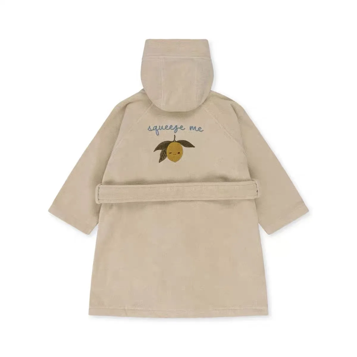 New Baby Boys Girls Bathrobe Towel Children's Cherry Lemon Embroidery Pure Cotton Hooded Bath Towel Pyjamas